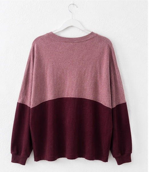 Love Pink Color Block Sweater