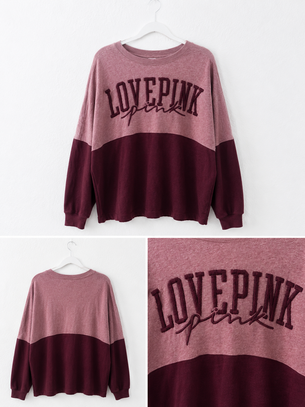 Love Pink Color Block Sweater